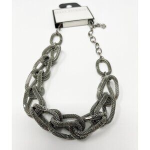 NEW Dana Buchman Silver Metal Mesh Chunky Chain Necklace